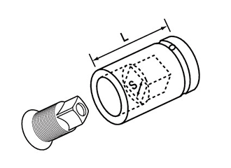 NAC(長堀工業) インナーソケット(ハブナット用ソケット)(差込角 19mm・3/4)の寸法図