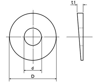 鉄 エイトロックワッシャー 外径大型(緩み止め用)の寸法図