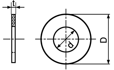 ファイバー平座金 特寸(ワッシャー)(白色)の寸法図