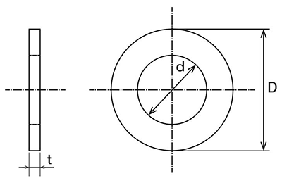 鋼 ハイテンション丸型平座金(ホーマー品)(10B20ボロン鋼)の寸法図