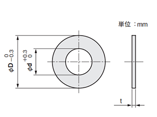 鉄 シムリング 板厚0.15t (10枚入)(内径x外径)の寸法図
