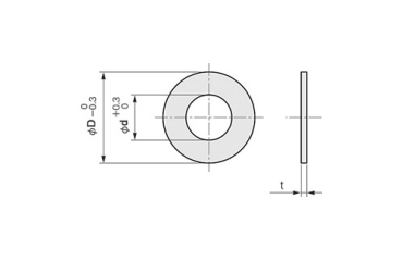 鉄 シムリング 板厚0.3t (10枚入)(内径x外径)の寸法図