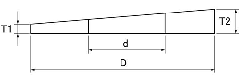 鉄 傾斜座金 (テーパーワッシャー)(3゜用)の寸法図