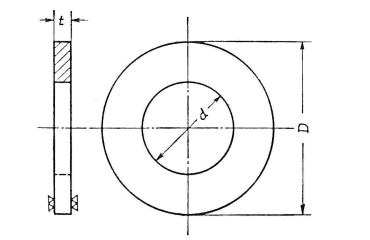 黄銅 丸型平座金 (丸ワッシャー)JIS小形の寸法図