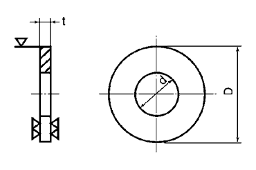 黄銅 丸形平座金 (丸ワッシャー)(その他サイズ)の寸法図