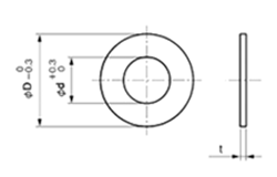 真鍮 シムリング シムワッシャ 板厚0.1t (内径x外径)の寸法図