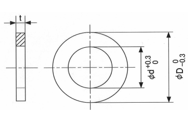 ステンレス シムワッシャ 板厚0.01t (内径x外径)の寸法図