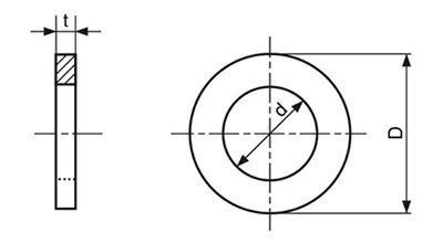 ステンレス シムワッシャ 板厚0.2t (内径x外径)の寸法図