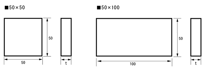 ステンレス 平板ライナー (幅50mm)(平板穴無し・すきま調整板)の寸法図