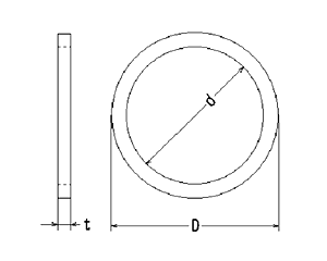 銅 パッキン(管用)(厚み1.0mm) (国産品)の寸法図