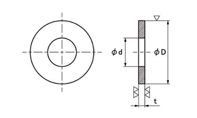 チタン 丸型平座金 (丸ワッシャー) JIS小型の寸法図