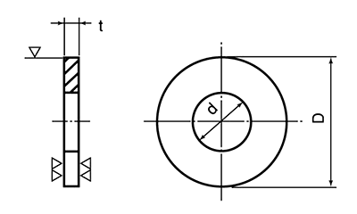 チタン 丸型平座金 (丸ワッシャー) その他サイズの寸法図