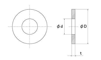 ステンレス SUS316L(A4) 丸ワッシャー JIS小型の寸法図