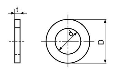ステンレス 高強度8.8 丸型平座金 (丸ワッシャー)(BUMAX)の寸法図