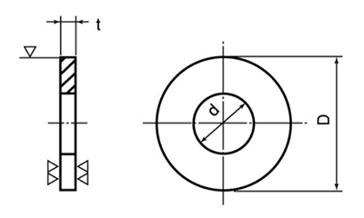 ステンレス SUS310S (耐熱鋼) 丸ワッシャー(その他サイズ)の寸法図