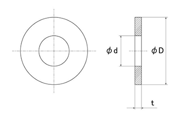 ステンレス SUS329J4L 丸型平座金 (丸ワッシャー)JIS (高濃度塩化物用)の寸法図