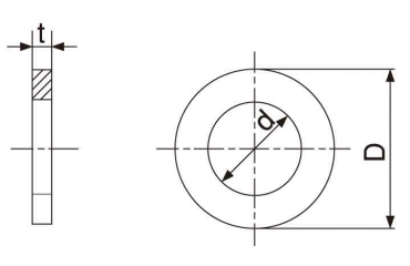 D2052 制振合金ワッシャー (振動吸収合金)の寸法図