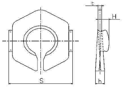 鉄 ヨッシャーCタイプ (脱落・落下防止ワッシャー)の寸法図