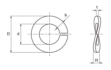 ステンレス スパック (ばね座金)の寸法図