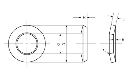 鉄 皿ばね座金(ねじ用)(SDW-M●)の寸法図