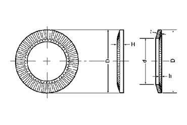 鉄 皿ばね座金(キャップボルト用 重荷重用)(CDW M●-1H)の寸法図