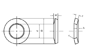 鉄 皿ばね 重荷重用 (特殊発條製)(機能用ばね)の寸法図