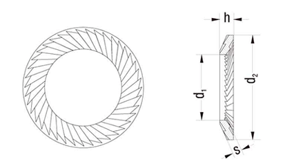 シュノールワッシャ Sタイプ (振動用)の寸法図