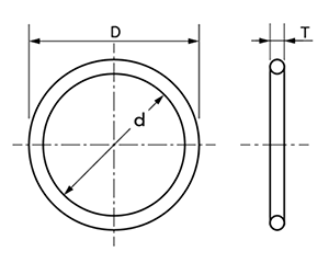 Oリング 1A SS規格 (武蔵オイルシール工業)の寸法図