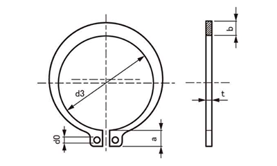 C形止め輪(軸用 特殊発條製 51012 (12)の寸法図
