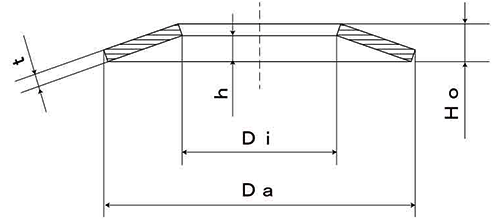 鉄 皿ばね JIS (軽荷重用)(JIS L-●) (磐田電工製)の寸法図
