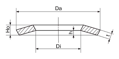 鉄 皿ばね JIS (重荷重用)(JIS H-●) (磐田電工製)の寸法図