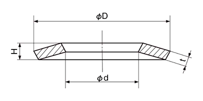 ステンレス 皿ばね座金 (キャップボルト用 軽荷重用)(平和発條規格)の寸法図