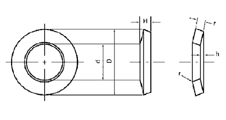 ステンレス 皿ばね JIS B 2706H(重荷重用)(M●-H)(機能用ばね)の寸法図