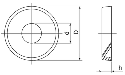 ステンレス 山形座金 (ローゼットワッシャー)プレス製の寸法図