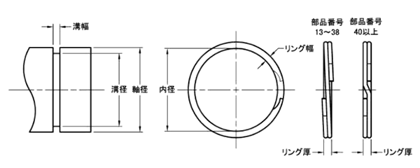 ステンレス 止め輪 スパイラルリテイニング (FRS-S)中荷重 (軸用)(松村鋼機)の寸法図