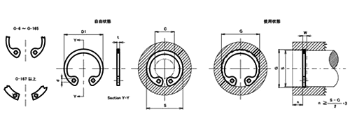 ステンレス C形止め輪 (スナップリング)(穴用)(磐田電工規格製)IWT O-●●の寸法図