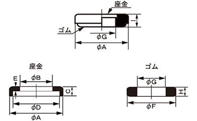ステンレス SUS316L パッキングワッシャーPM (EPDM)(大友金属)の寸法図