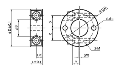ステンレス 2穴付 スタンダードセパレートカラー(SCSS-SP2)(岩田製作所)の寸法図
