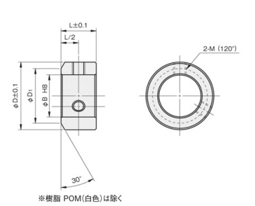 鋼 S45C ノーマルスタンダードセットカラー(SC)(岩田製作所)の寸法図