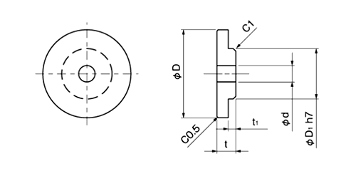 鋼 S45C ベアリングホルダ エンドプレート (インロータイプ)(EPC)(岩田製作所)の寸法図