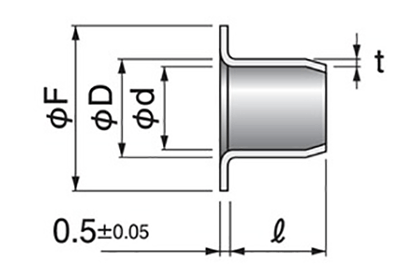 オイレス ハイプラスト フランジブッシュ HPFの寸法図
