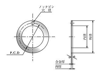 大同メタル製 ダイベストDBB01 スラストワッシャー(DBB-W)(呼び内径)の寸法図