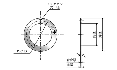 大同メタル製 ダイベスト DBX01 スラストワッシャー(DXT)(呼び内径)の寸法図