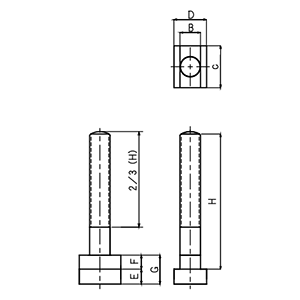 鋼 T-スロットボルト (TBM-)(ニューストロング品)の寸法図