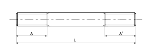 鋼 スタッドボルト(両端ねじ)(ミリねじ)(SBM)(ニューストロング品)の寸法図