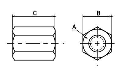 鋼 カップリングナット(高ナット)(CN)(ニューストロング品)の寸法図