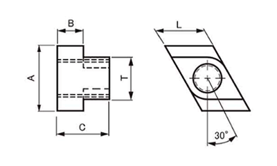 鋼 回転T-スロットナット (-RTN)(ニューストロング品)の寸法図
