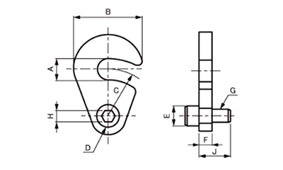 鋼 S45C スイングワッシャ-(差込式座金+CAPBT付)(M-SCW)(ニューストロング品)の寸法図