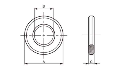鋼 S45C フラットワッシャ- (平座金)(M-FW)(ニューストロング品)の寸法図