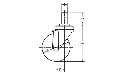 ナンシン キャスターGEL/S-1 (ゴムパイプ式・自在・ストッパー)の寸法図